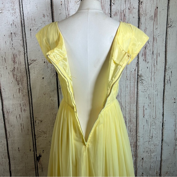 Vintage Pale Yellow Fit & Flare Spring Cocktail Union Made Dress Size 6 EUC - Picture 8 of 14